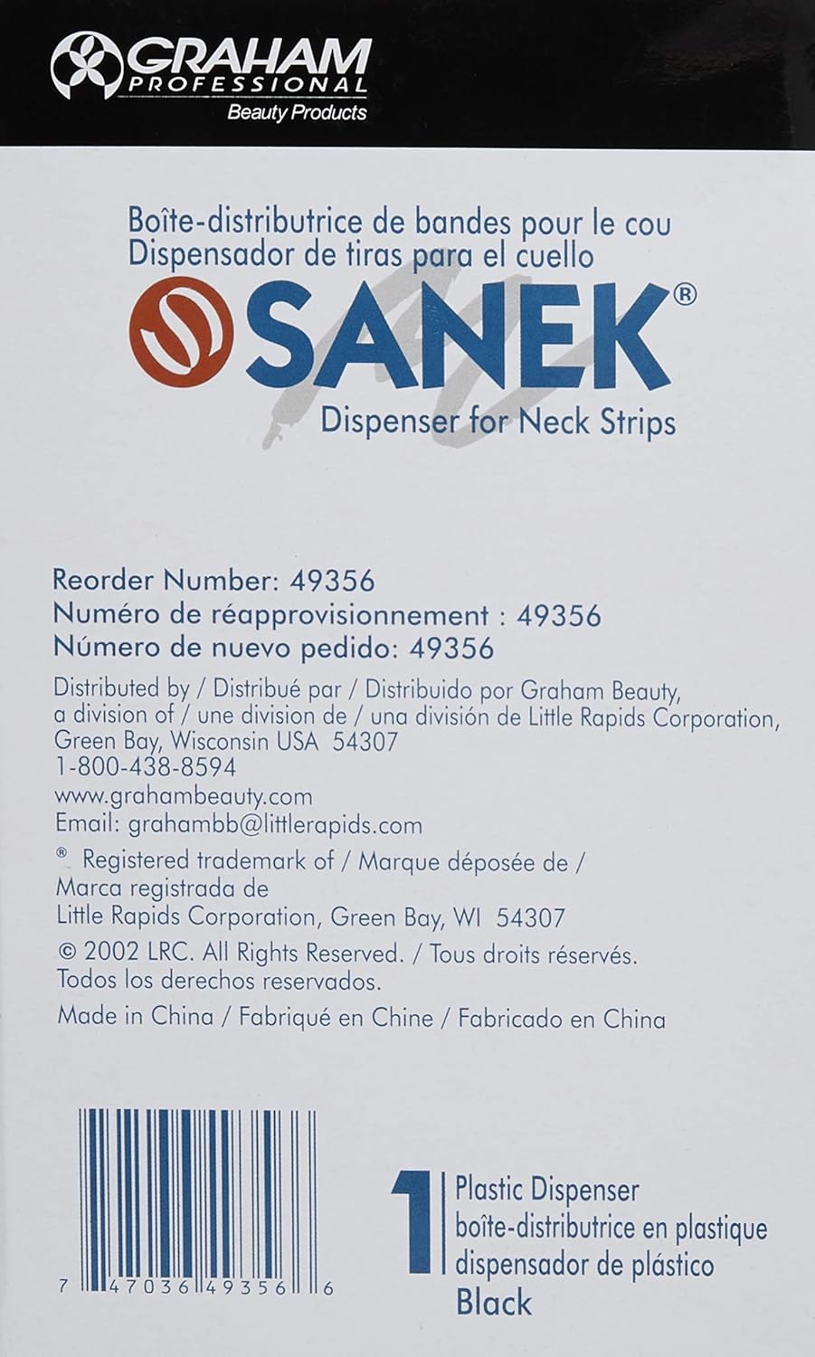 Sanek Neck Strip Dispenser - Black