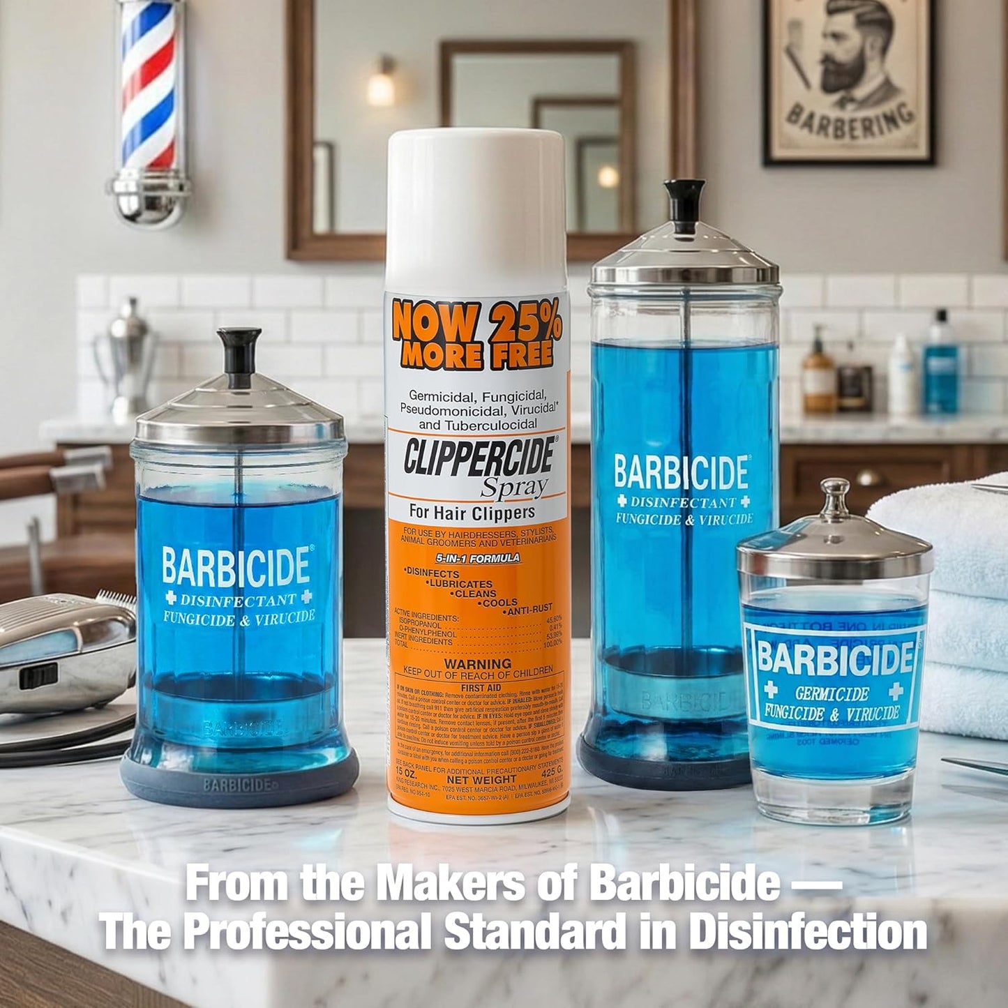 Clippercide Spray Disinfectant (15 oz) 5-in-1 Formula