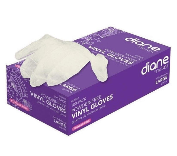 Diane Fromm Vinyl Gloves Powder Free 100 Pack - White