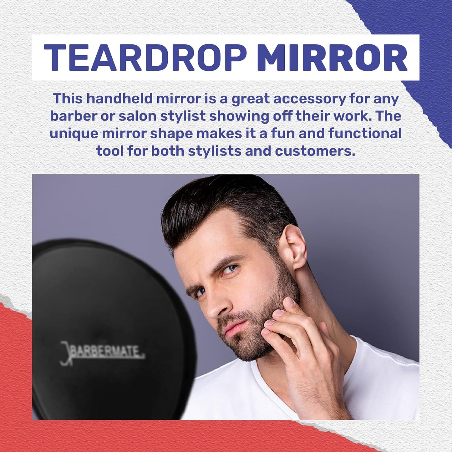 BarberMate Teardrop Mirror Black