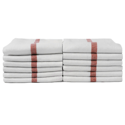 ProTex Bleach Guard Barber Stripe Towels - Herringbone Weave Red