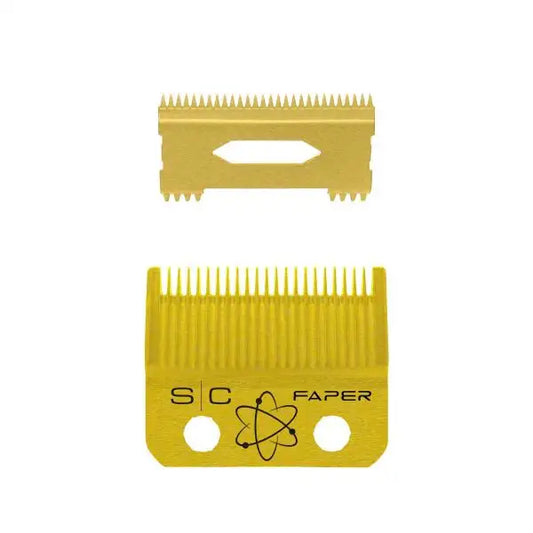 StyleCraft Replacement Fixed Gold Titanium Faper Hair Clipper Blade with Moving Slim Deep Cutter Set #SC525G